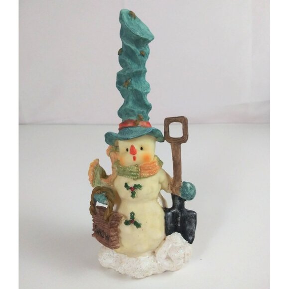 Vintage J.T.S International Snowman With Tall Hat Shoveling Snow 6.75" Figurine - Picture 1 of 6